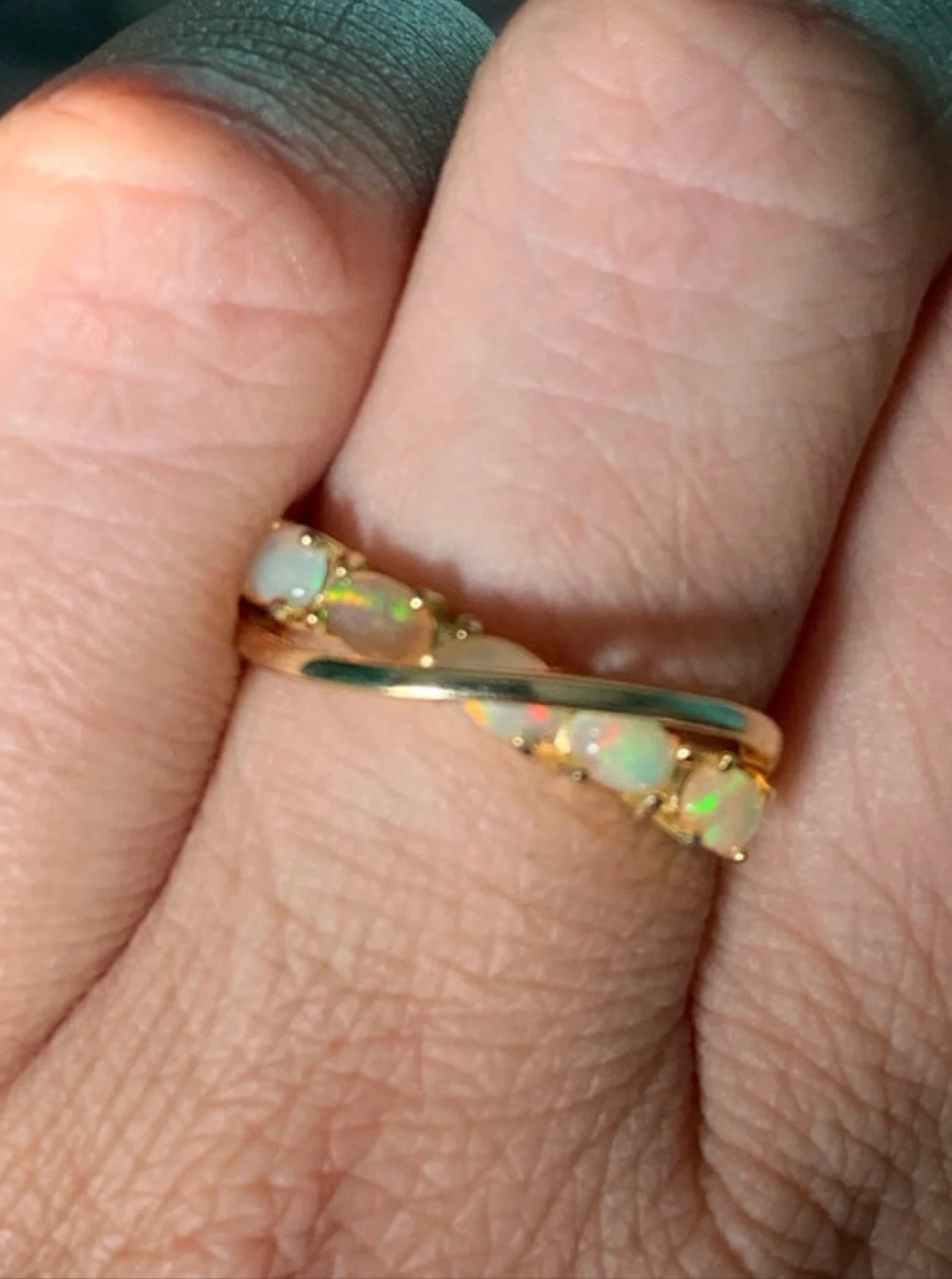 Anillo de plata 925 chapado en oro con ópalos etíopes naturales – photo 9